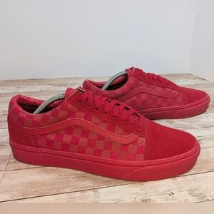 Vans Old Skool Tonal Red Checkered Sneakers Men's 11